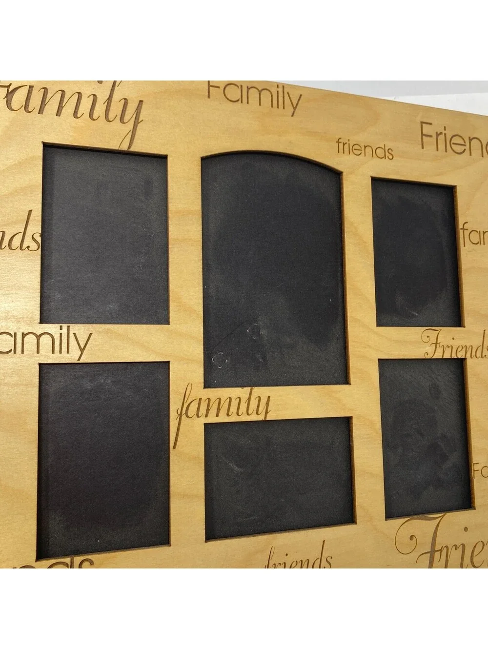 Wood Collage Picture Frame 6 Opening Family Friends Engraved Wall Decor